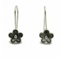 E000710H Small sterling silver earrings solid 925 Flowers Empress 